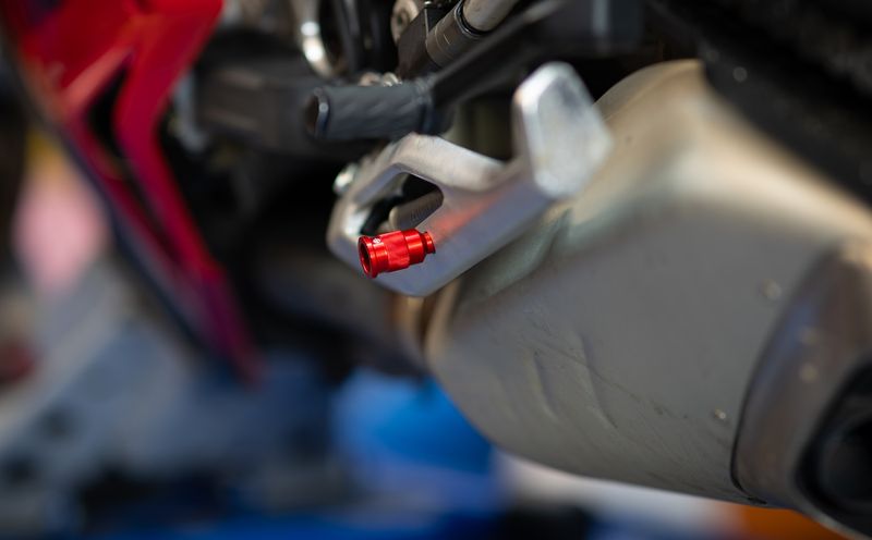 Ducati side stand pin red
