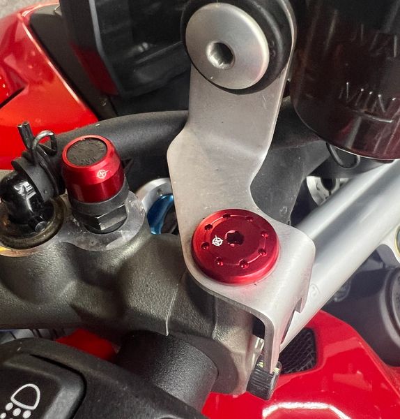 Ducati mirror blind screw, clockwise thread (left mirror), red