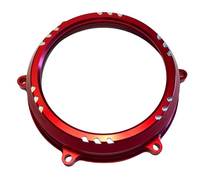 Ducati window clutch cover red silver